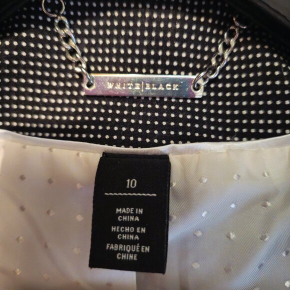 White House Black Market Polka Dot Peplum Blazer Jacket black | white Size 10 - Picture 8 of 10